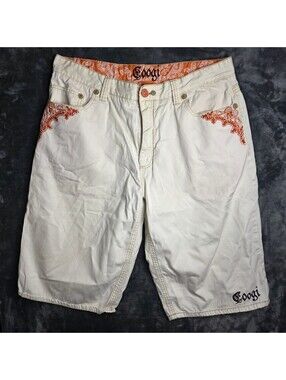 Vintage COOGI Y2K Mens Shorts Sz 42 White Embroidered.